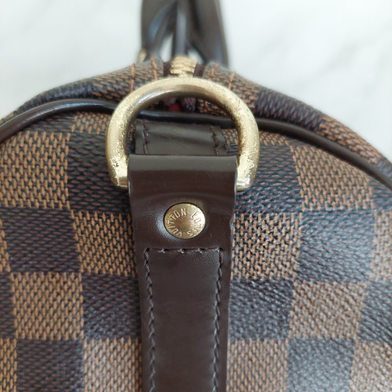 LV   N40590 格紋 🌈現貨實拍 🌈Speedy30cm 波士頓包 手提 肩背 斜背包~二手品(附LV原廠三段式背帶)-44