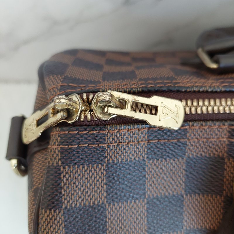 LV   N40590 格紋 🌈現貨實拍 🌈Speedy30cm 波士頓包 手提 肩背 斜背包~二手品(附LV原廠三段式背帶)-50