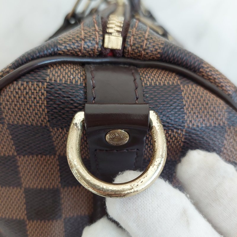 LV   N40590 格紋 🌈現貨實拍 🌈Speedy30cm 波士頓包 手提 肩背 斜背包~二手品(附LV原廠三段式背帶)-53