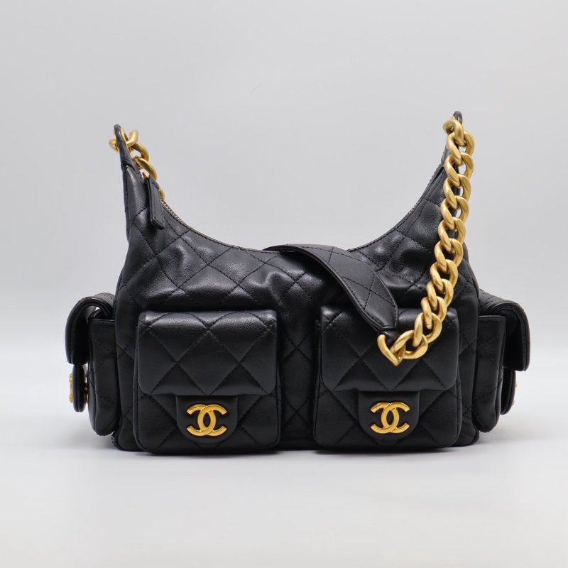 CHANEL 25C Hobo嬉皮包 - 小號黑金-0