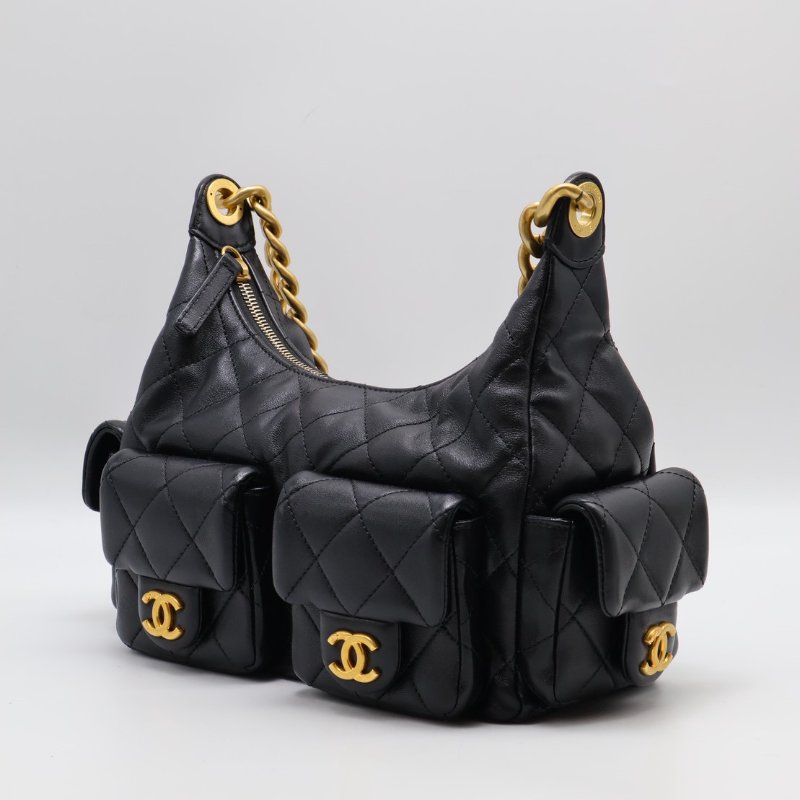 CHANEL 25C Hobo嬉皮包 - 小號黑金-1
