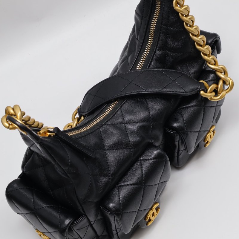 CHANEL 25C Hobo嬉皮包 - 小號黑金-4