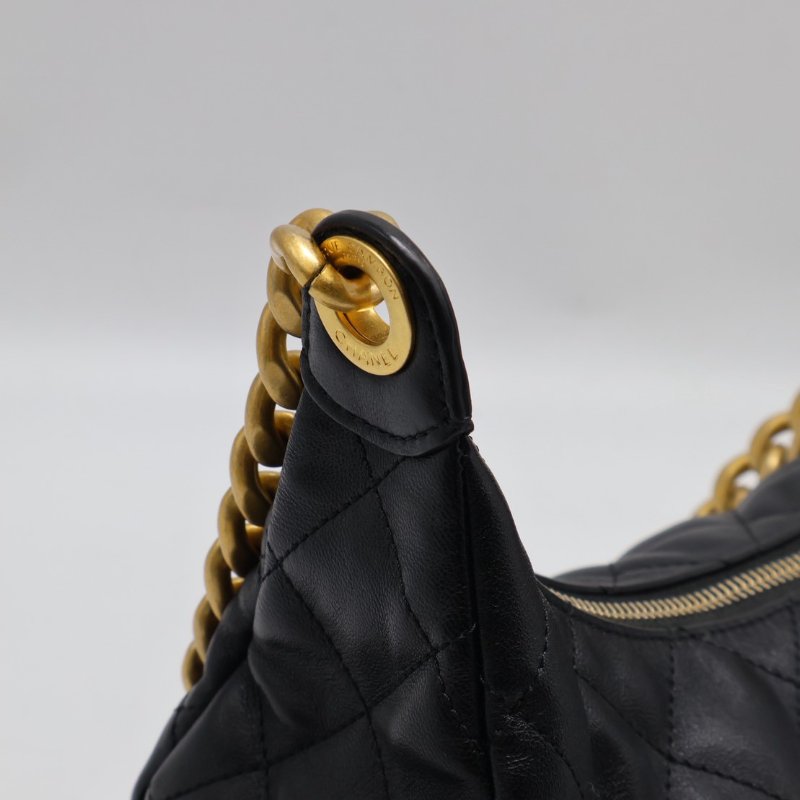 CHANEL 25C Hobo嬉皮包 - 小號黑金-6