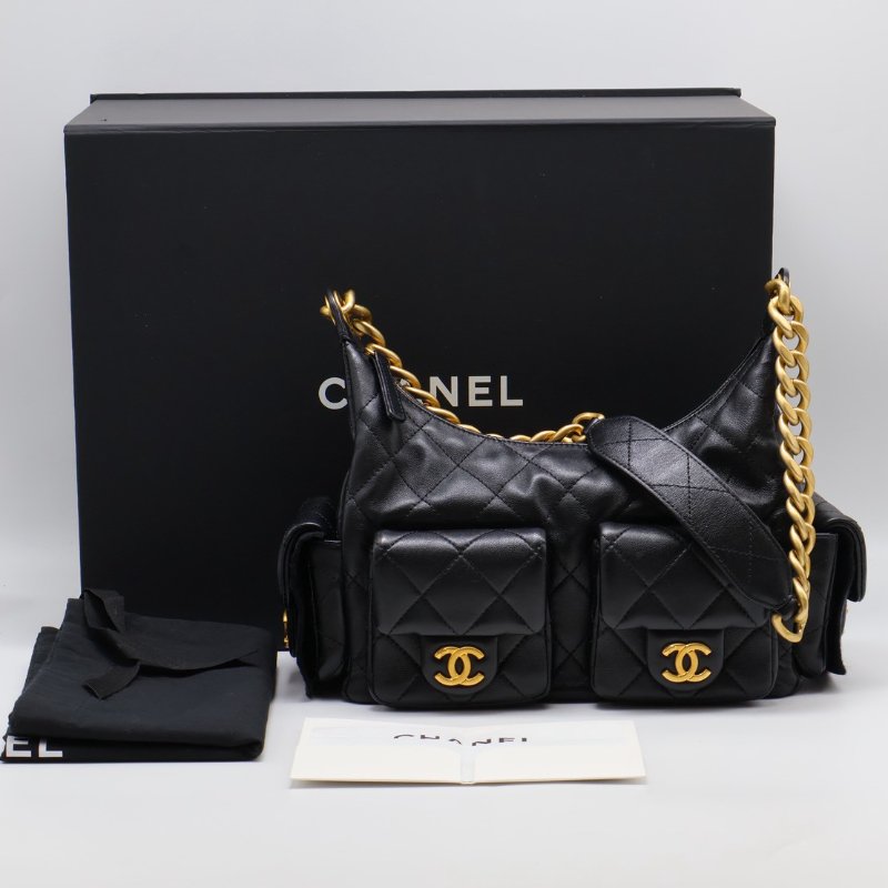 CHANEL 25C Hobo嬉皮包 - 小號黑金-25
