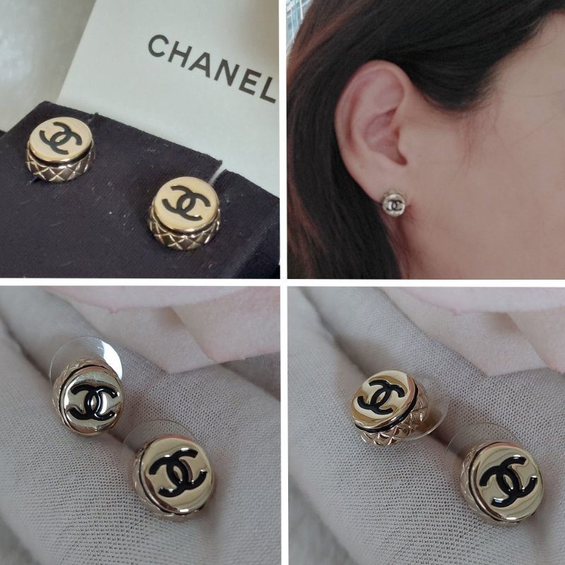 Chanel香奈兒【25B 秋冬預告】橢圓形金色菱格紋耳環🌈9.5成新 閒置品-34