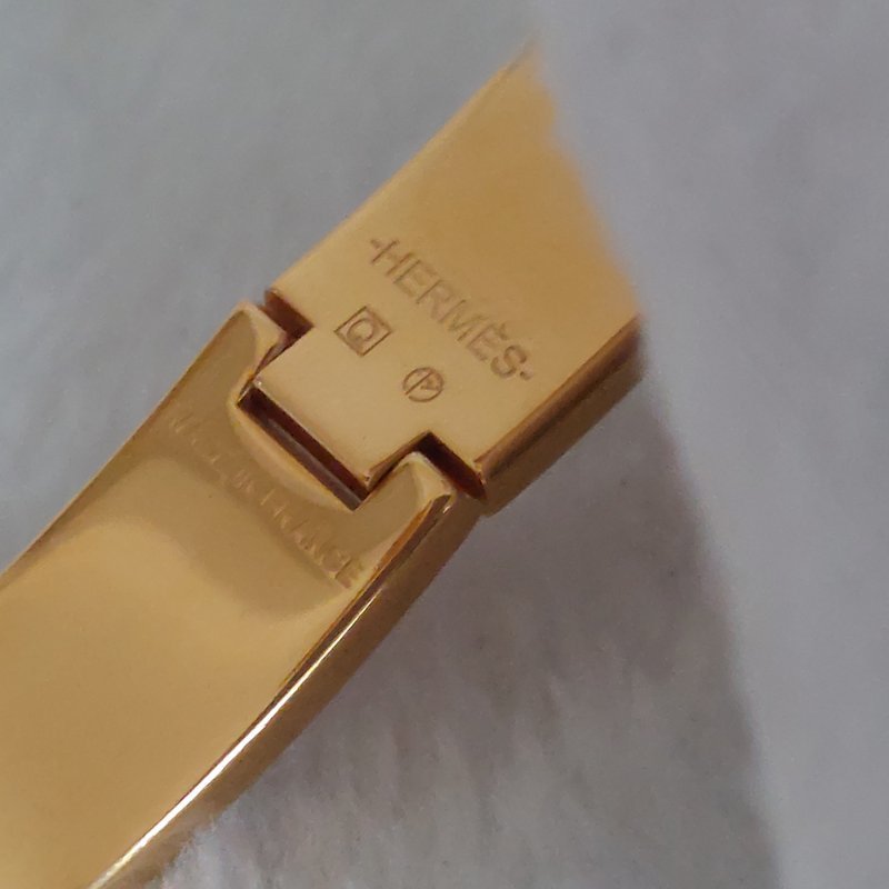Hermes 🌈實拍 🌈愛馬仕 Clic H Logo細版玫瑰金橘色琺瑯手環-39