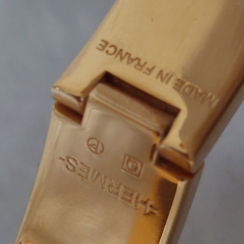 Hermes 🌈實拍 🌈愛馬仕 Clic H Logo細版玫瑰金橘色琺瑯手環-49