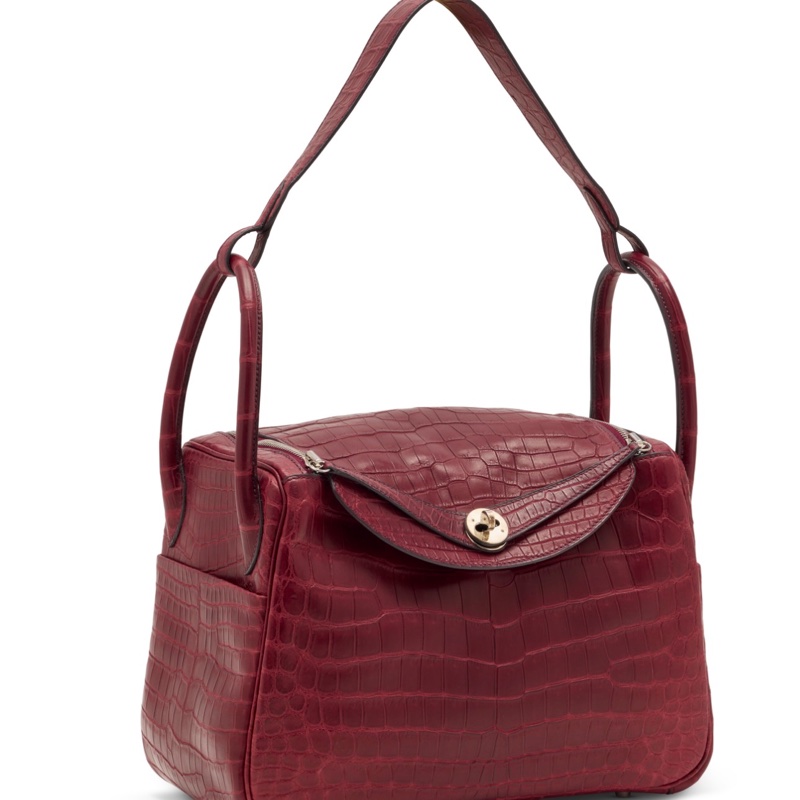 MATTE ROUGE H NILOTICUS CROCODILE LINDY 30 WITH PALLADIUM HARDWARE-0