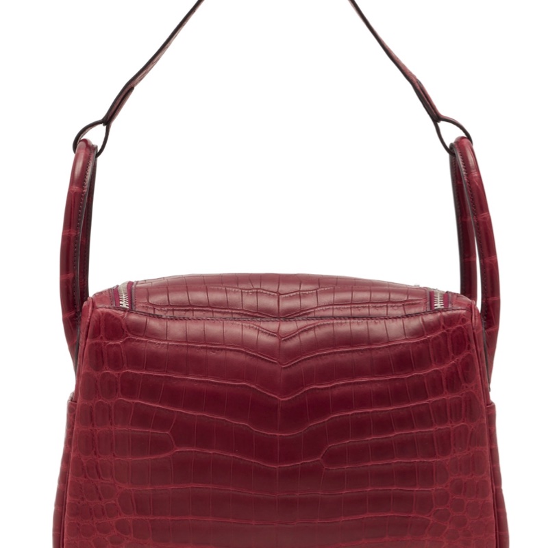 MATTE ROUGE H NILOTICUS CROCODILE LINDY 30 WITH PALLADIUM HARDWARE-1