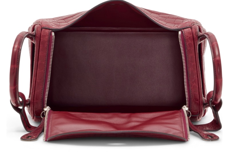 MATTE ROUGE H NILOTICUS CROCODILE LINDY 30 WITH PALLADIUM HARDWARE-2