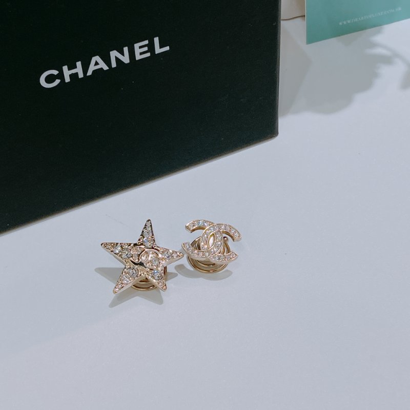 TW4738 Chanel 香奈兒 星星CC  髮飾 Rhinestone Hair Clip Silvery Golden-1