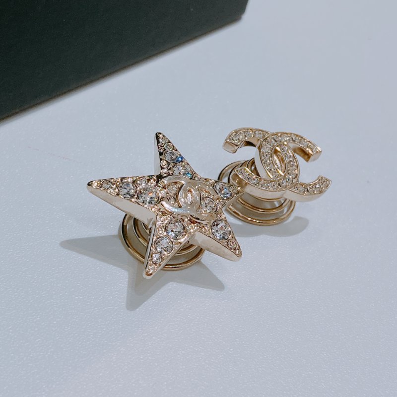 TW4738 Chanel 香奈兒 星星CC  髮飾 Rhinestone Hair Clip Silvery Golden-3