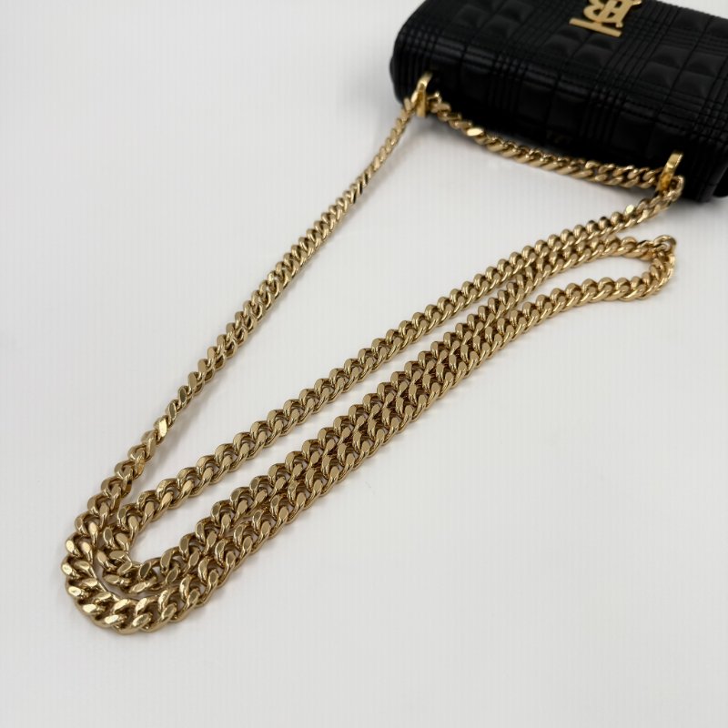 Burberry - 黑色羊皮金釦絎縫格紋斜背包╻Lola  Mini-25