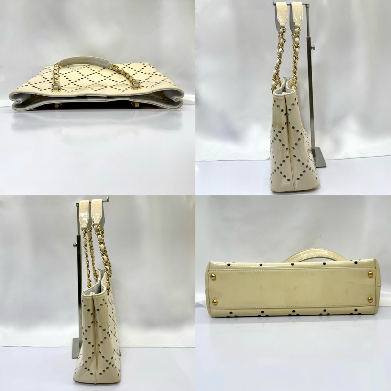 香奈兒 Chanel 漆皮打孔雙C 鏈條托特包 A24552-2