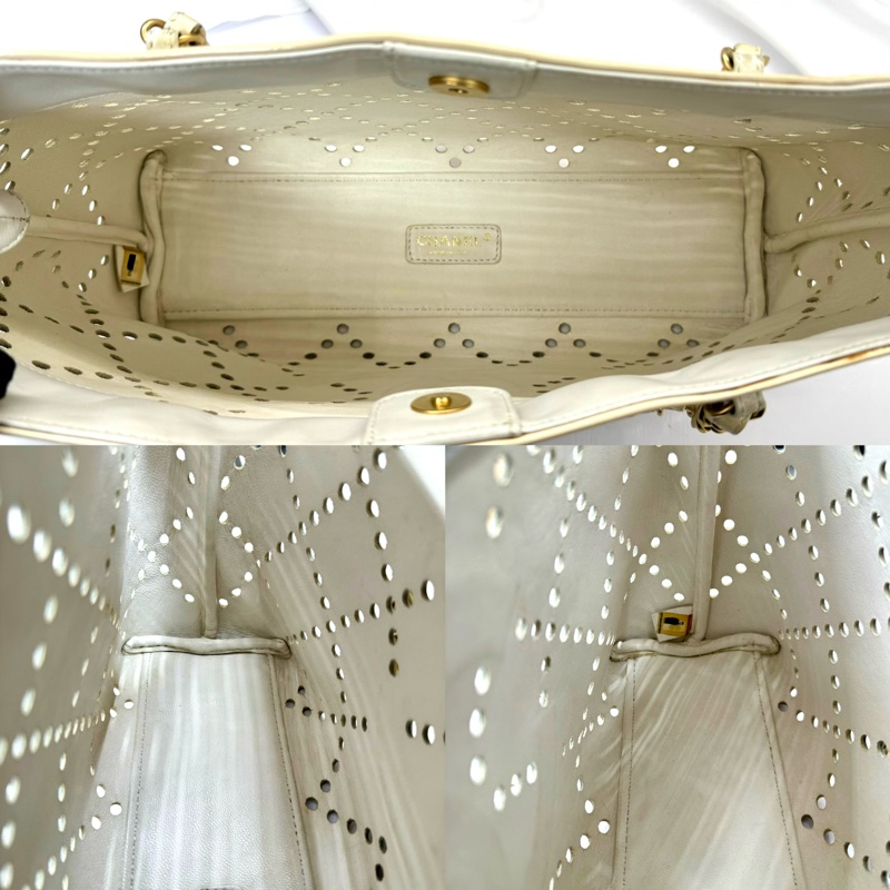 香奈兒 Chanel 漆皮打孔雙C 鏈條托特包 A24552-4