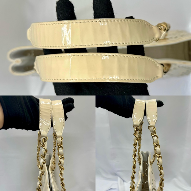 香奈兒 Chanel 漆皮打孔雙C 鏈條托特包 A24552-5