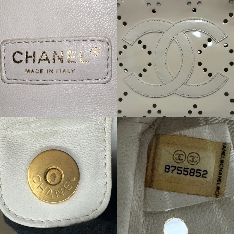 香奈兒 Chanel 漆皮打孔雙C 鏈條托特包 A24552-6