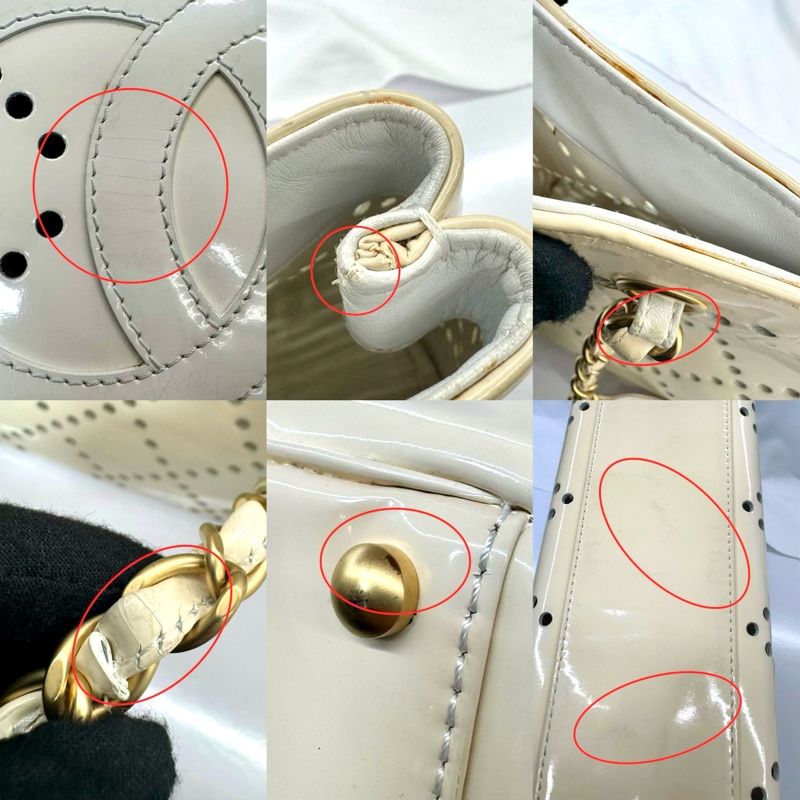 香奈兒 Chanel 漆皮打孔雙C 鏈條托特包 A24552-7
