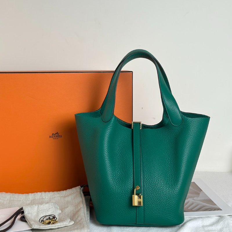 HERMES Picotin 22 - 絲絨綠金 B-10