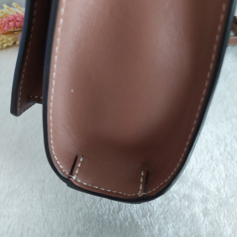 BURBERRY 巴寶莉  🌈實拍 🌈字母帆布拼皮革手提/斜背兩用包(米白x木棕色)Mini~近新閒置品-63