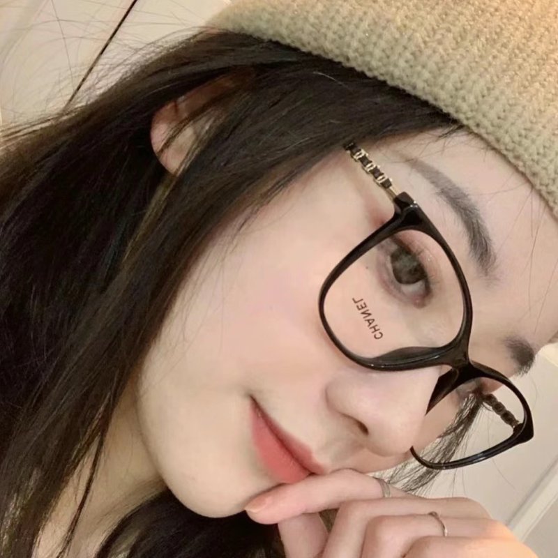 CHANEL 雙C皮穿鍊平光眼鏡-1