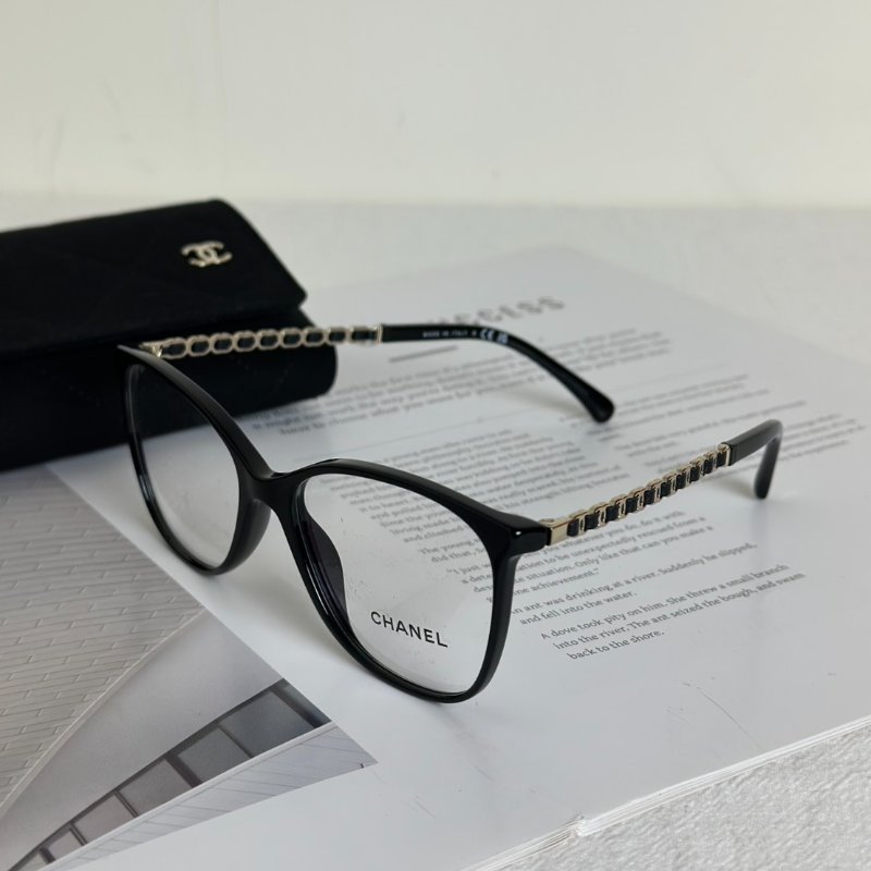 CHANEL 雙C皮穿鍊平光眼鏡-2