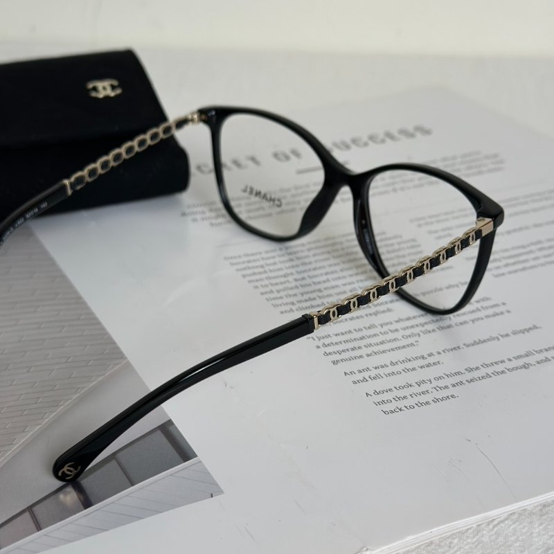 CHANEL 雙C皮穿鍊平光眼鏡-3