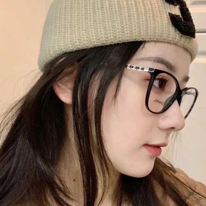 CHANEL 雙C皮穿鍊平光眼鏡-8