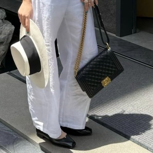 CHANEL - 黑色荔枝皮金釦BOY╻25CM-0