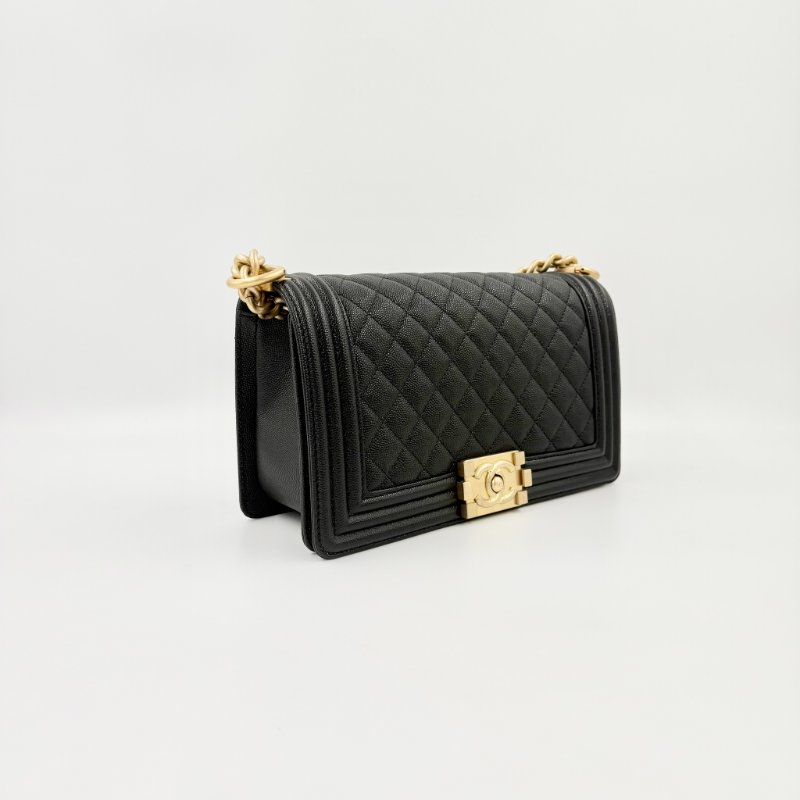 CHANEL - 黑色荔枝皮金釦BOY╻25CM-5