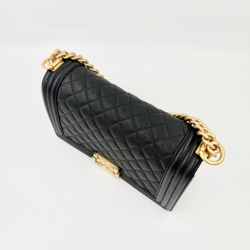 CHANEL - 黑色荔枝皮金釦BOY╻25CM-6