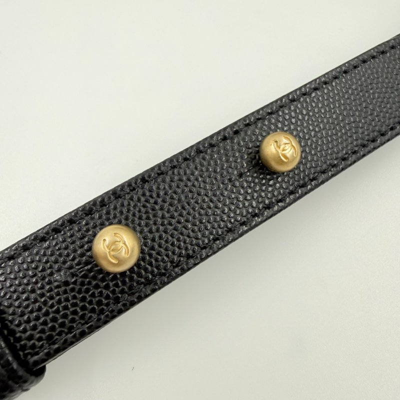 CHANEL - 黑色荔枝皮金釦BOY╻25CM-26
