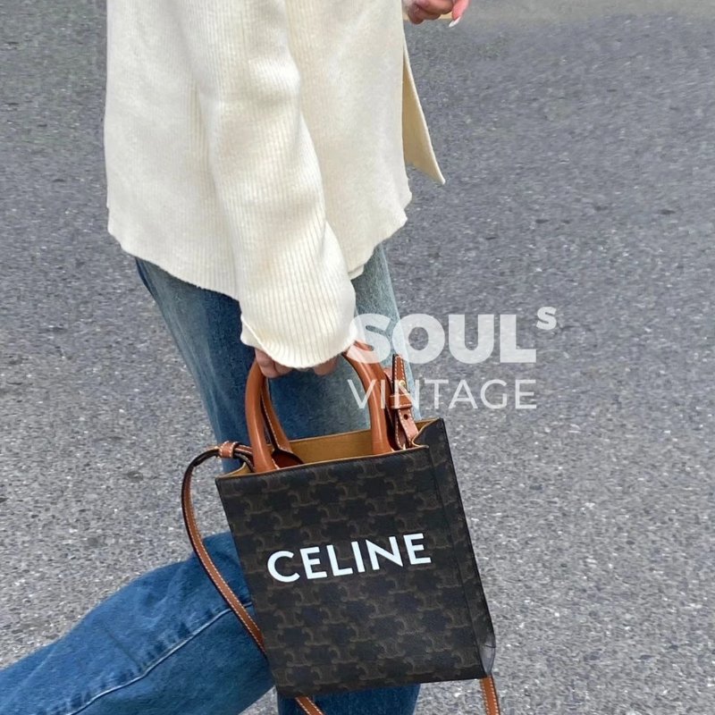 CELINE Triomphe帆布mini tote-1