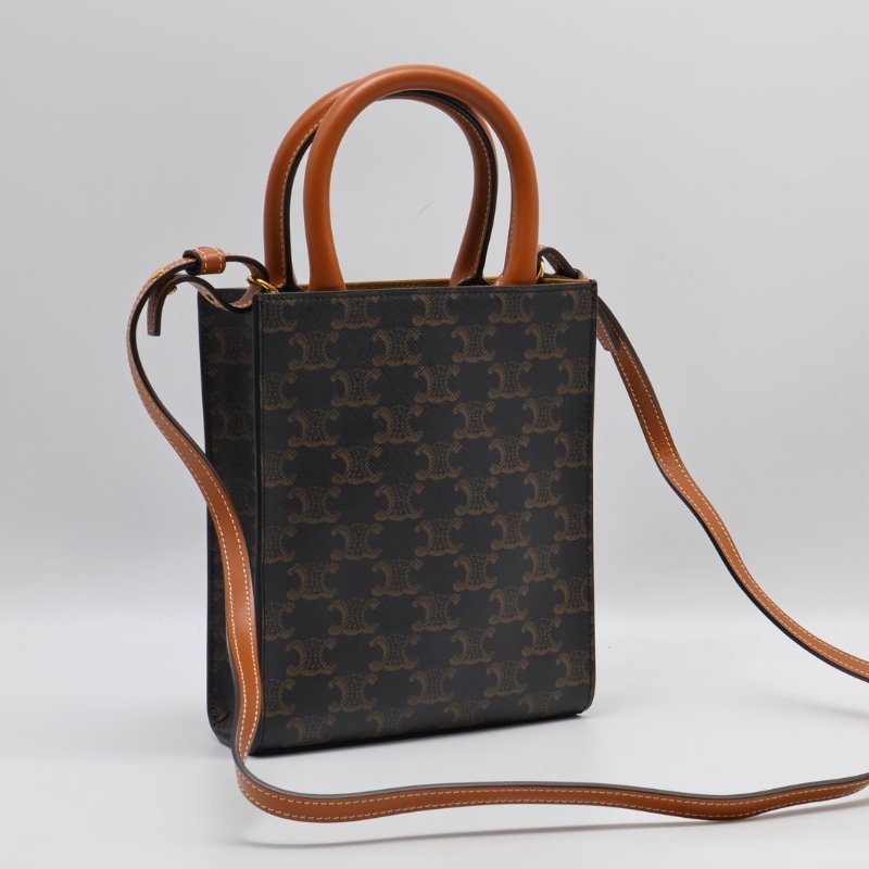 CELINE Triomphe帆布mini tote-4