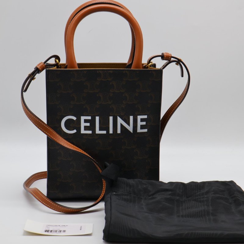 CELINE Triomphe帆布mini tote-13