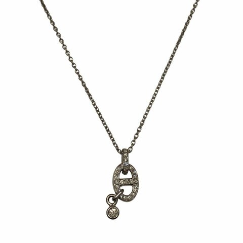 HERMÈS 愛馬仕 Chaine d'Ancre Enchainee Necklace 豬鼻子項鍊 K18 白金 豬鼻子 鑲鑽