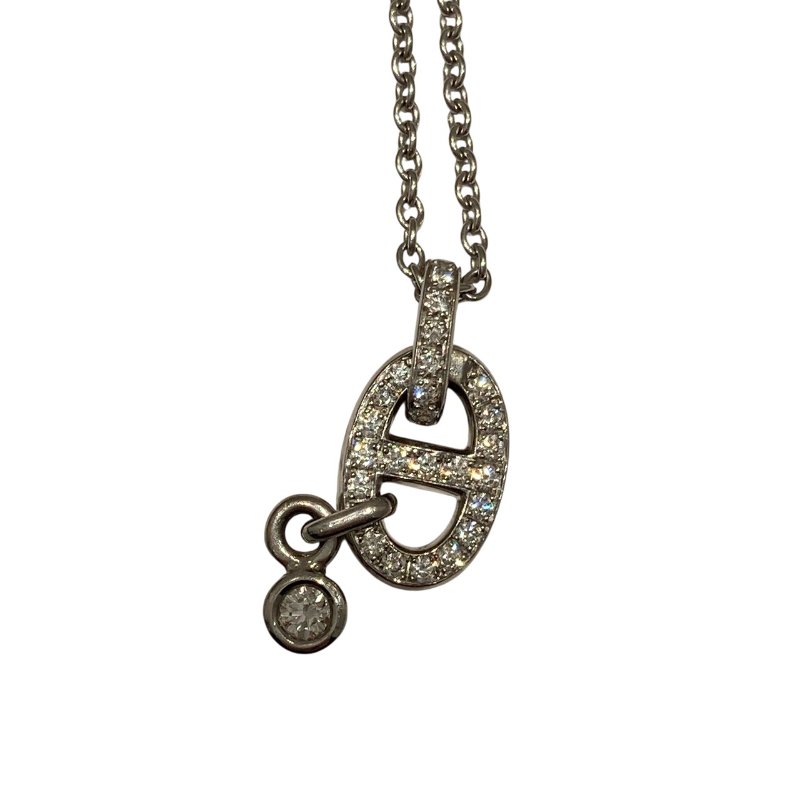 HERMÈS 愛馬仕 Chaine d'Ancre Enchainee Necklace 豬鼻子項鍊 K18 白金 豬鼻子 鑲鑽-1