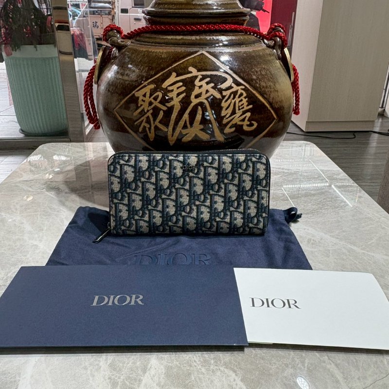 Dior 緹花拉鍊長夾-0