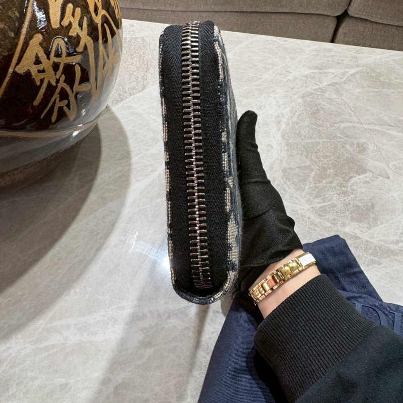 Dior 緹花拉鍊長夾-5