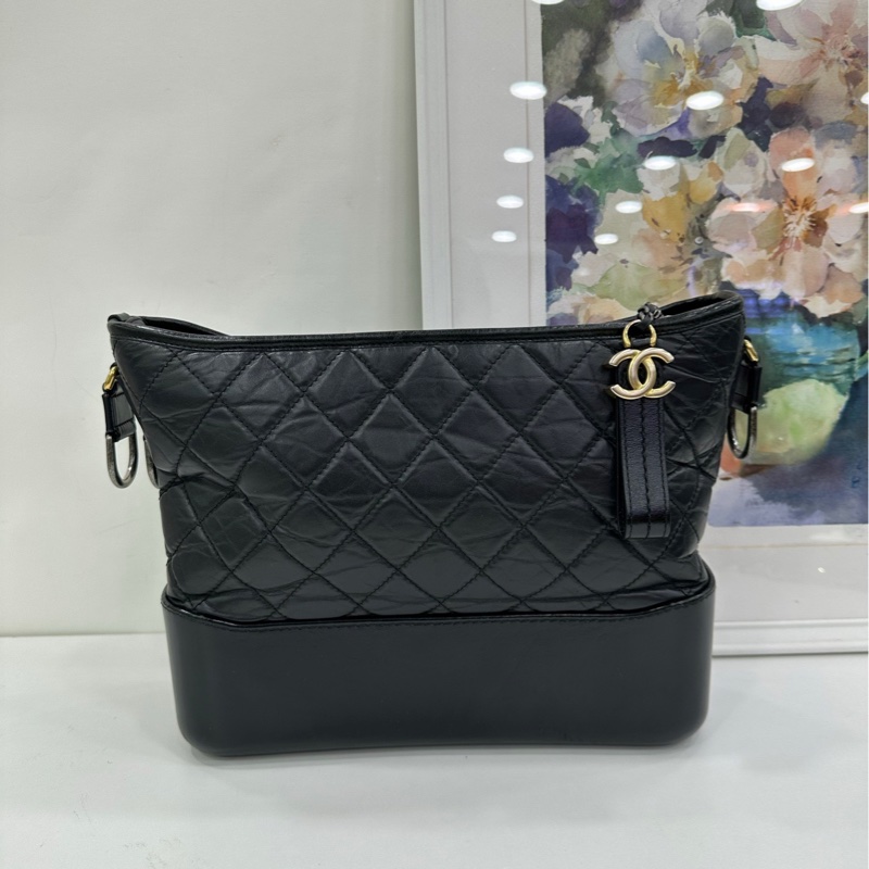 Chanel 香奈兒 黑色 流浪包 中號 23開 有購證-1