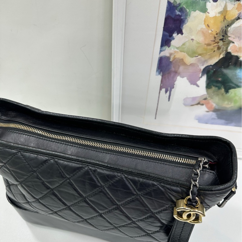 Chanel 香奈兒 黑色 流浪包 中號 23開 有購證-7
