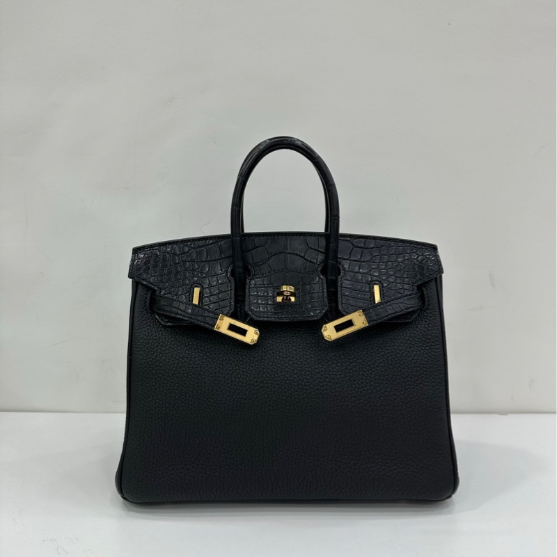 Hermes 愛馬仕 黑金birkin25 touch方塊鱷togo皮 Z刻-1