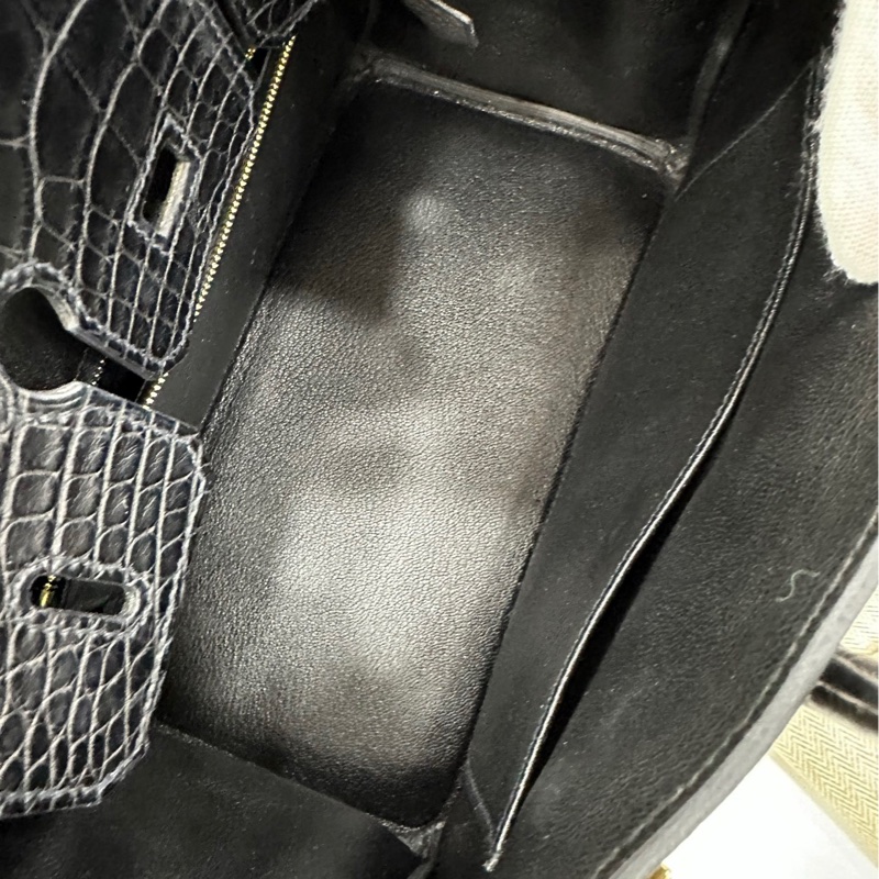 Hermes 愛馬仕 黑金birkin25 touch方塊鱷togo皮 Z刻-8