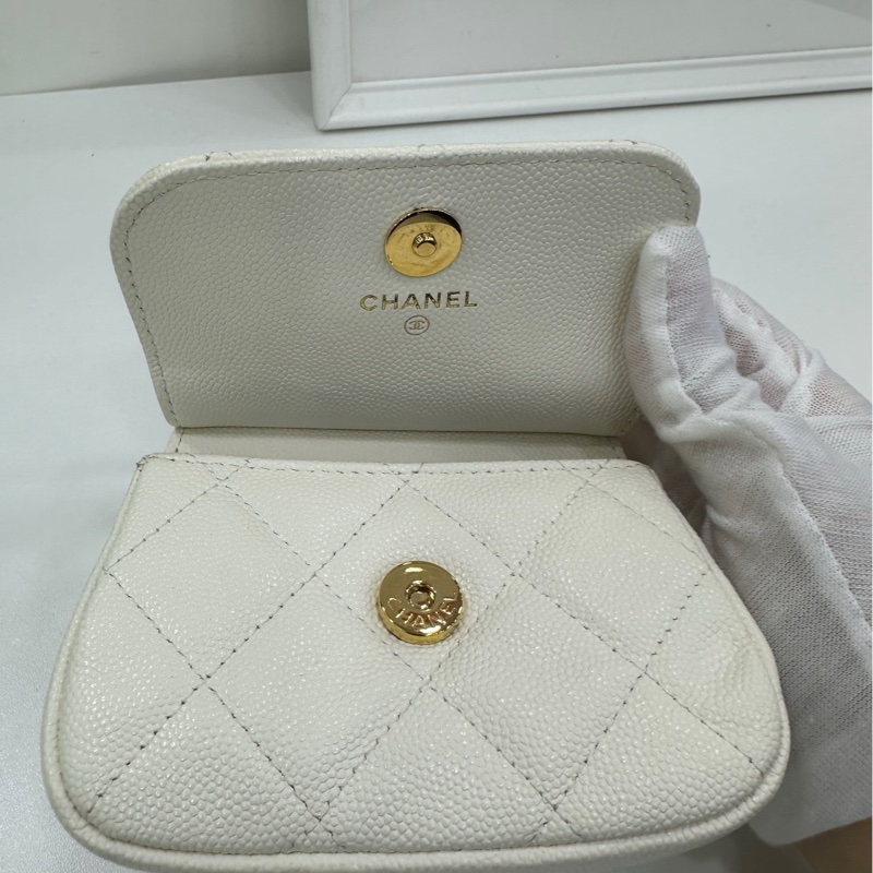 Chanel 香奈兒 22K 元寶包 白色 金扣 荔枝牛皮 晶片 尺寸:12.5*14*6-7