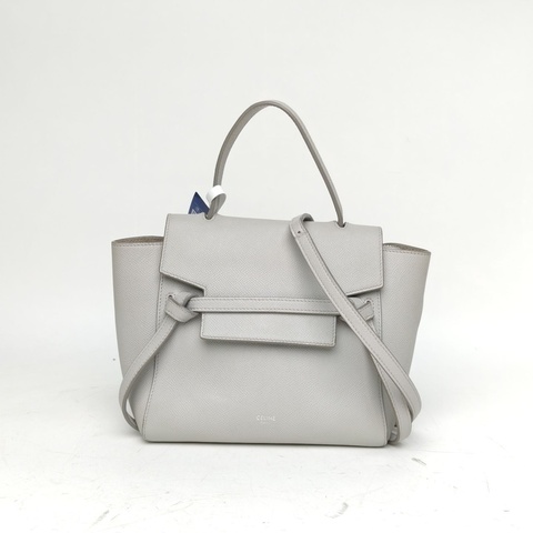 CELINE Belt鯰魚包Nano20淺灰色牛皮銀扣肩背包