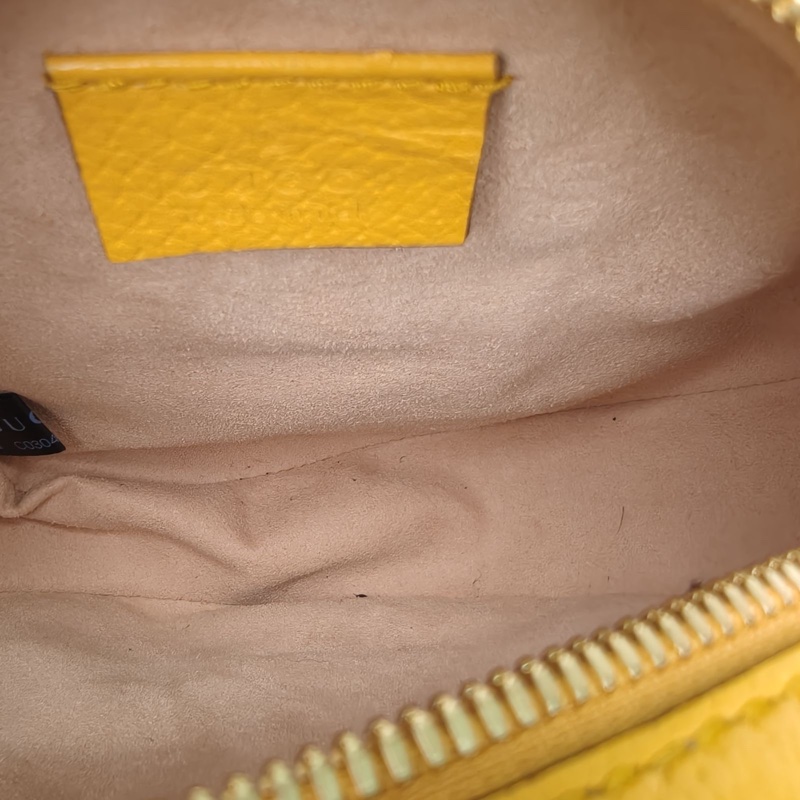 GUCCI Ophidia圓餅包斜挎包18花卉印花黃色PVC金扣-5