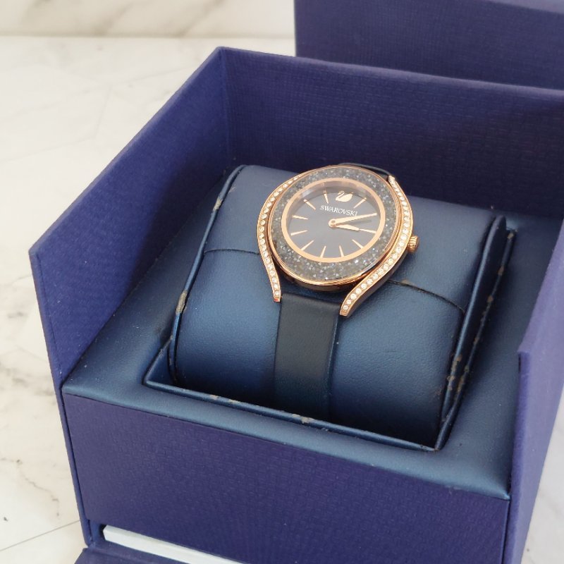 Swarovski 施華洛世奇 Crystalline Aura 璀璨光環時尚腕錶玫瑰金x藍（石英錶）~二手-9