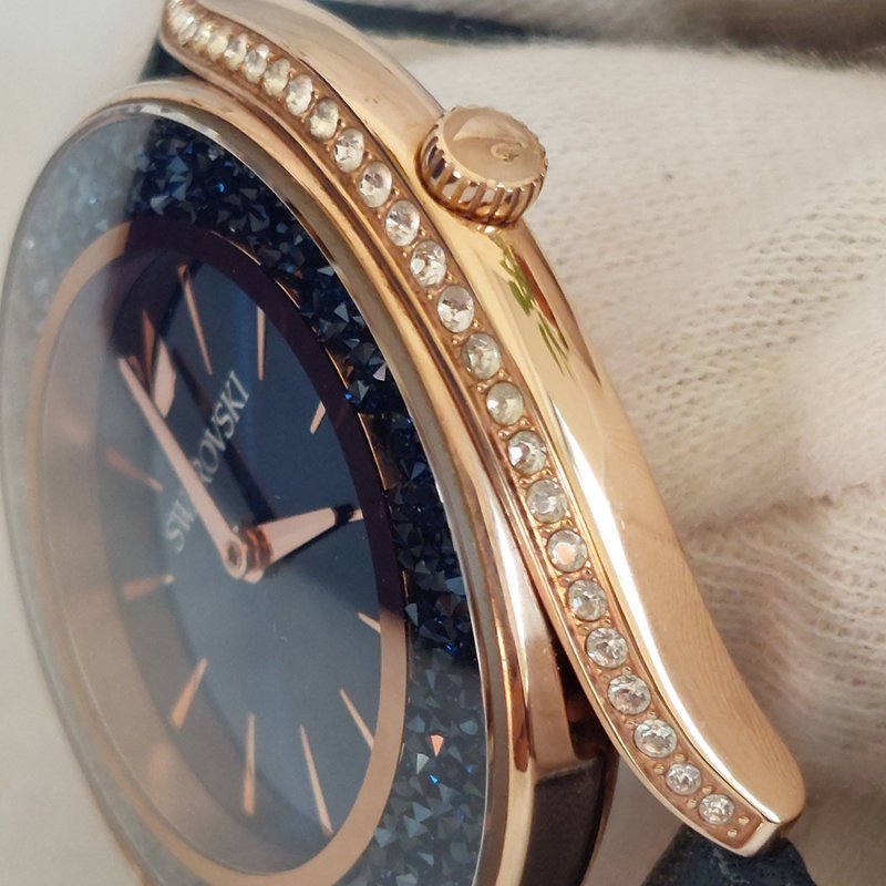 Swarovski 施華洛世奇 Crystalline Aura 璀璨光環時尚腕錶玫瑰金x藍（石英錶）~二手-36