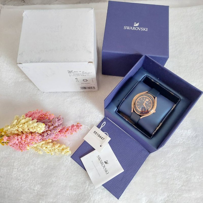 Swarovski 施華洛世奇 Crystalline Aura 璀璨光環時尚腕錶玫瑰金x藍（石英錶）~二手-59
