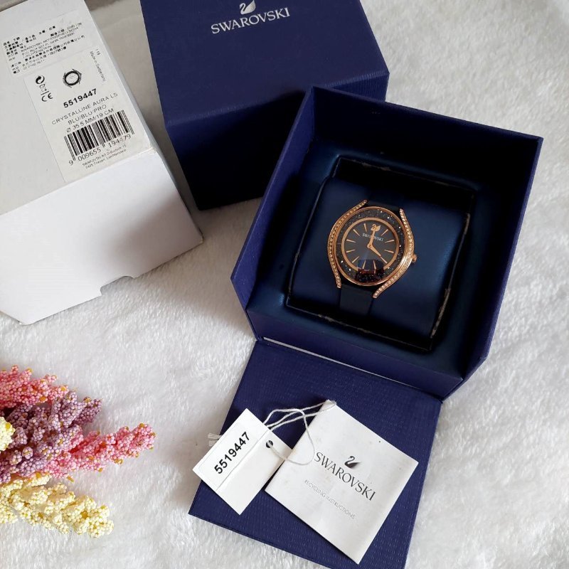 Swarovski 施華洛世奇 Crystalline Aura 璀璨光環時尚腕錶玫瑰金x藍（石英錶）~二手-60